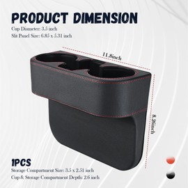 Car Cup Holder Expander,Multi-Functional Car Seat Side Gap Filler Organizer with Car Phone Holder&Car Drink Holder,Leather Car Console Organizer of Car Decor for Most Vehicles