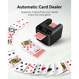 KPAW Automatic Card Dealer Machine for 1/2/3 Decks, 12 Players, USB Rechargeable Card Dealing Machine Portable Card Dealer for Texas Holdem, UNO, Bridge, Poker More