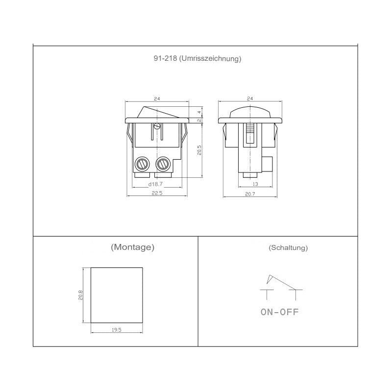 Rocker Switch with Screw Connection, Rocker Switch, Device Switch 6