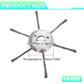 LUMOOM Stahldraht Freischneider, Unkrautbürste für Rasentrimmer, 180mm Stahldraht Rasentrimmerkopf, für Garten Effektive Moosentfernung und Unkraut (6 Köpfe)