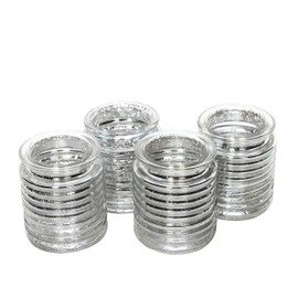 Hosley's Set of 4 Silver Glass Tealight Candle Holder- 3.54 Inch High. Ideal Farmhouse ift for Wedding, Party Favor, Spa, Home, Bridal, Reiki, Meditation. O9