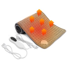 DEWEL Hot Mat, Electric Carpet, 10-Level Temperature Control, 11.8 x 23.6 inches (30 x 60 cm), Timer Function, Hot Carpet, Mini, Fast Heating, Washable, Overheating Protection, Abdomen, Neck, Back