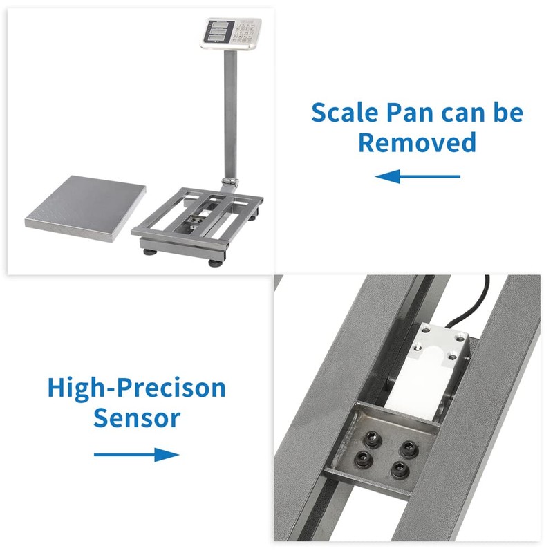 TUFFIOM 661lbs Electronic Industrial Commercial Platform Scale,Stainless Steel High-Definition LCD