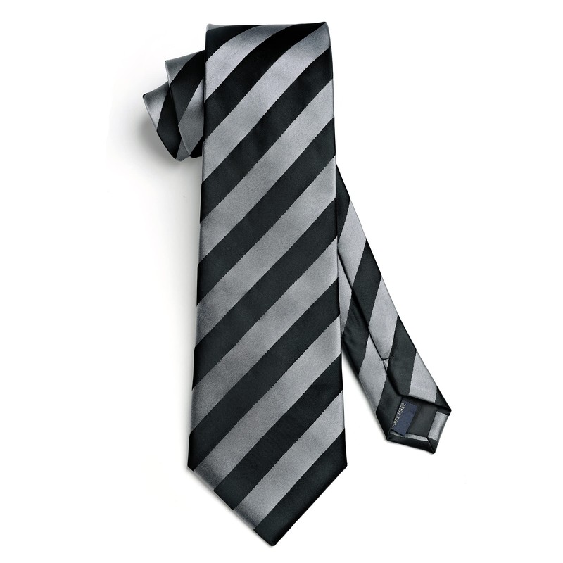 HISDERN Men's Tie Striped Wedding Tie & Pocket Square Set,