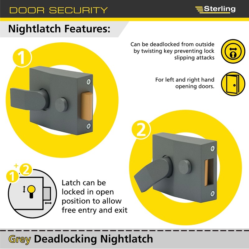Sterling NLG101 Standard Deadlocking Nightlatch - Grey