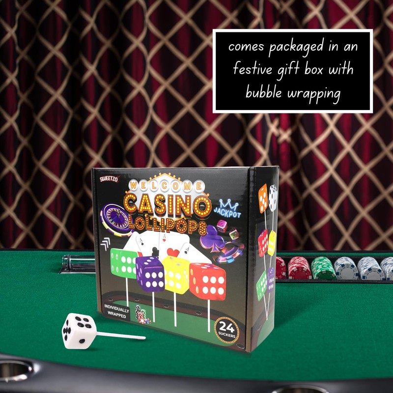 Dice Shaped Lollipops, Casino Themed Candy for Parties and Events,