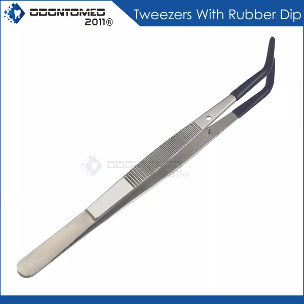 ODM TWEEZERS with RUBBER TIPS PVC Coated TIPS Bent Tip