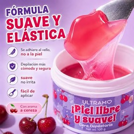ULTRAMO Cera Depilatoria Suave | Depilacion Sin Dolor（Cereza）