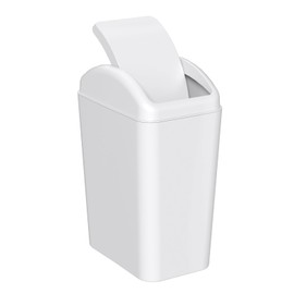 Waikhomes 15 L Garbage Bin with Swing Lid, Plastic Swing Top Trash Can (White)