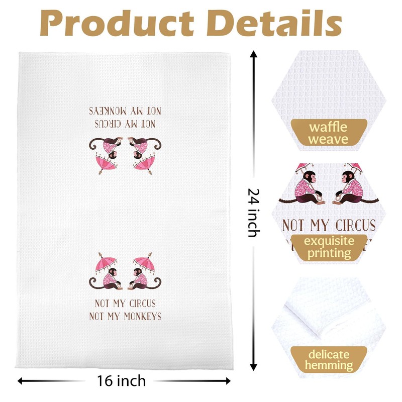 XIVENHAVM Chinoiserie Monkeys Kitchen Towels - Not My Circus Not