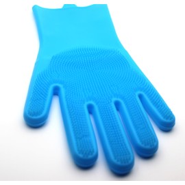 Silicone pet grooming gloves - Heat resistant dog washing gloves with scrubber and Massage, High-density teeth bath gloves for dogs and Cats, enhanced five finger design