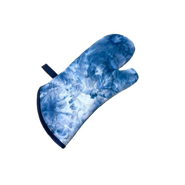 Blue Quilted Hand Dyed Fabric Oven Mitt