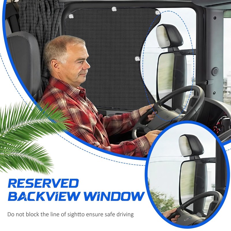 Pacify 2 Pcs Semi Truck Window Shades with Suction Cups
