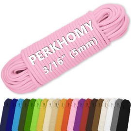 PerkHomy Cotton Rope 3/16" (5mm) 100 ft Multi Purpose Utility Diamond Braided Cord, Natural Cotton for Clothes Line Camping Crafting Flag Pole, Pink