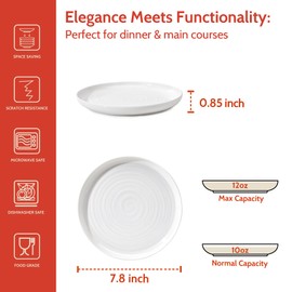 Sweese Dessert Plates, 7.8 Inch Porcelain Round Salad Plates Set of 6, Small Appetizer, Small Dish Set, Microwave & Dishwasher Safe, Scratch Resistant Slates set, White