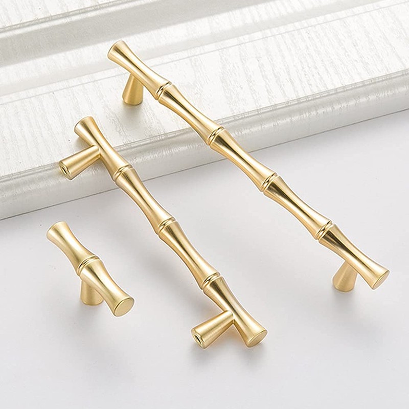 AchNau 10pcs Cabinet Handles Hole Centers 3-3/4", Bamboo Shape Kitchen