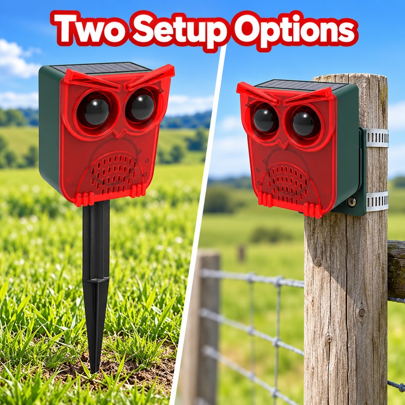 Solar Motion Sensor Alarm with Dog Barking & Gunshot Sounds