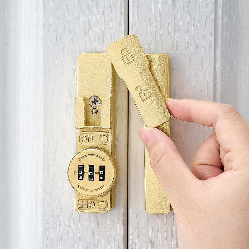 INIRET Gold 180 Degree Barn Door Lock,Mechanical Password Lock,Flip Latch