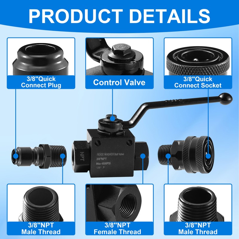 RIDGE WASHER High Pressure Ball Valve, Pressure Washer Shut Off