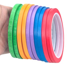 JINBING Washi Paper Masking Tape Art Tape for DIY Nail Arts Drawing Pattern Making Painters Tape 1/4 Inch x 27 Yard 10 Rolls (Mix 5 Colors)