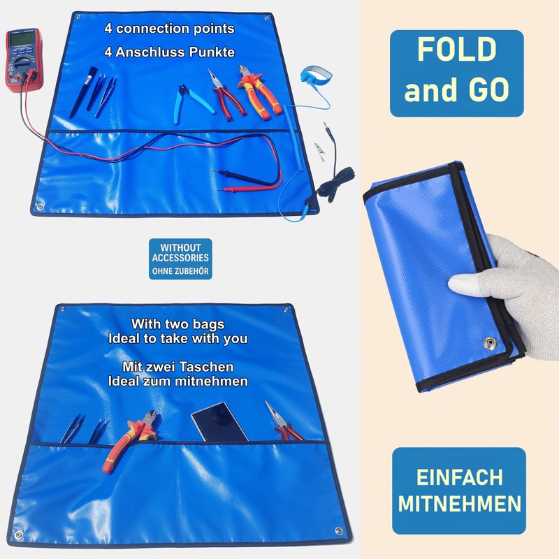 Minadax® 120 x 60 cm Antistatic Mat Set ESD Cuff