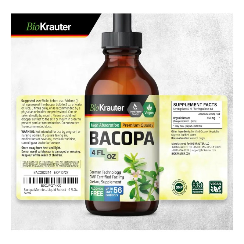 Bacopa Gotas Mejora Cognitiva Y Antiestrés 120ml Americano