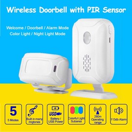 SuperInk 4 Set Motion Sensor Doorbell, Wireless PIR Motion Sensor Detector Security Alarm Chime for Shop Store Office Welcome Doorbell,Mailbox Alert, Caregiver Reminder for Elderly, Visitor Bell