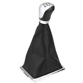 Aramox Kit de pomo de palanca de cambios de 5 velocidades, negro, cuero PU + plástico, Focus 2005-2008, 2010-2012