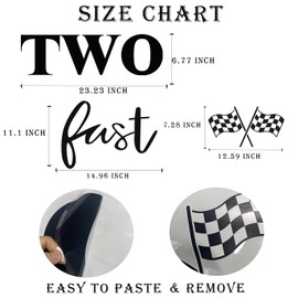 Tintisfafa Two Fast Birthday Decal Sign for Backdrop, Race Car Theme Stickers 2 Fast Birthday Decorations for Boys, Happy 2nd Birthday Party Decor, Black 2 Fast Car Bday Sign for Arch Backdrop