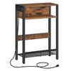 CHOEZON Narrow Side Table with Charging Station, Skinny End Table,