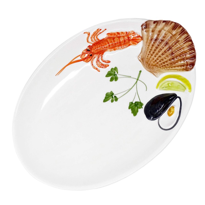 Lashuma Handmade oval serving plate made of Italian ceramic in
