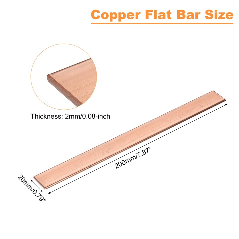 sourcing map 200 mm Long Copper Plates, 20 mm Width,