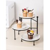 Kanwone 3 Tiered Serving Stand with White Porcelain Plates, Tiered
