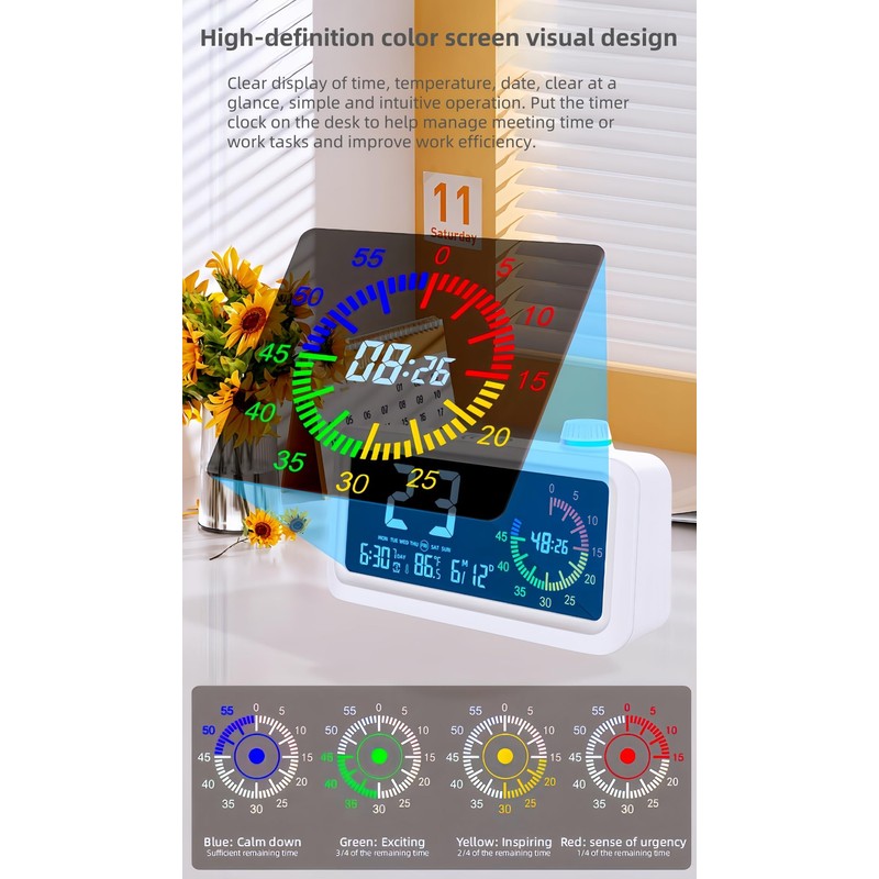 YHFITN Smart Visual Timer Alarm Clock, Countdown Timer Clocks with