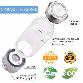LevelUpWay - New Model - Glass Hydrogen Generator Water Bottle SPE PEM