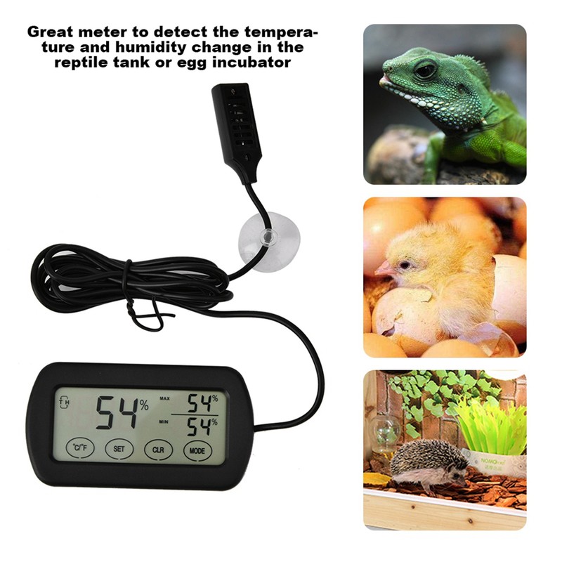LCD Display Egg Incubator Reptile Tank Digital Thermometer Hygrometer