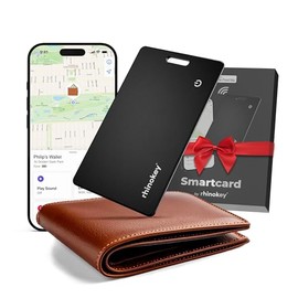 Rhinokey® Apple MFi - Tarjeta de rastreador de billetera, con certificación MFi de Apple, compatible con Apple Find My (solo iOS) delgada de 0.07 pulg