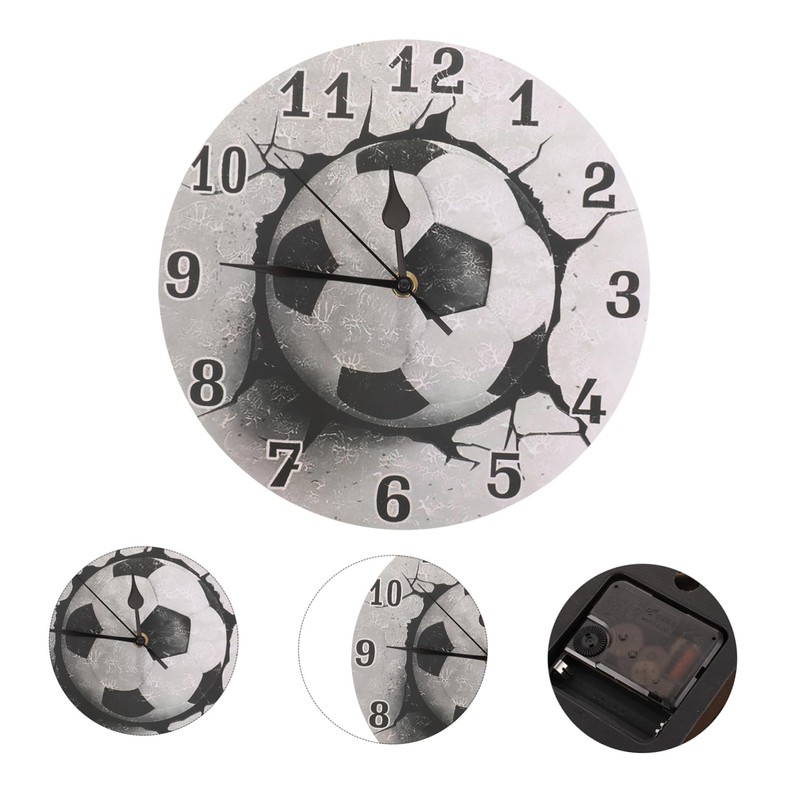 WOONEKY Silent Non Ticking Soccer Wall Clock Modern Decorative Analog