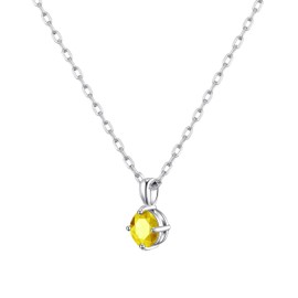 Philip Jones Sterling Silver Yellow Necklace Created with Zircondia® Crystals