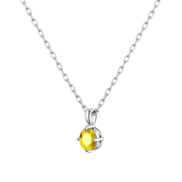 Philip Jones Sterling Silver Yellow Necklace Created with Zircondia® Crystals