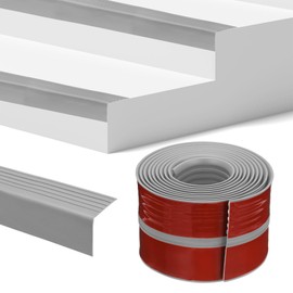 M METERXITY Stair Edge Trim 10FT Vinyl Rubber Stair Nosing Non-Slip Self Adhesive Stair Edge Trim Strips Staircase Step Edge Protector for Indoor/Outdoor Stairs [Grey,1.89 Inch]