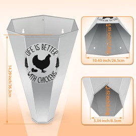 TGEYD 2Pcs Chicken Cone Galvanized Steel Poultry Restraining Cone Flat Back Design and Easy Installation, for Chicken,for Large Layers, Broilers, Roasters, Turkeys Up to 8 Pounds Poultry Killing Cone