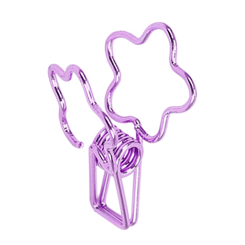 100pcs Binder Clips Cute Flower Shape Metal Hollowed Long Tail
