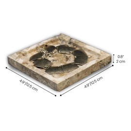 Natural Turkish Travertine Square Stone Accessory Tray for Jewelry, Perfume, Key Decorative Tray for Living Room, Bathroom, Kitchen & Office (Silver)