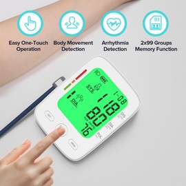 Medical Blood Pressure Machine for Home Use, Upper Arm Large Cuff Blood Pressure Monitors, LCD Digital Display | CE Certified | MHRA Registered | 2 * 99 Sets Memory | Heart Rate Monitor