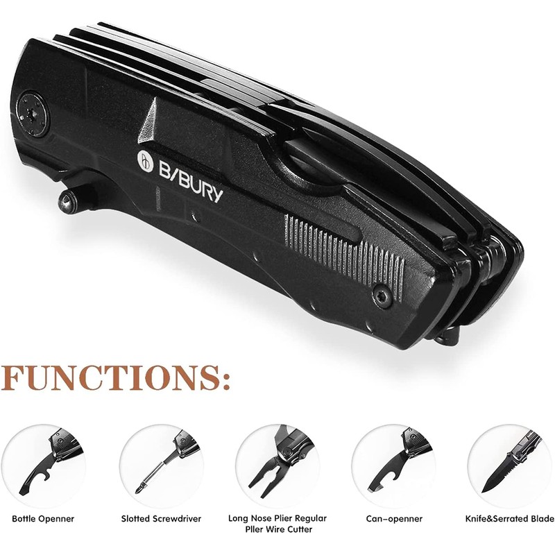 BIBURY 5 in 1 Multitools, Foldable Pliers Multitool Stainless Steel