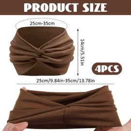 4 Stück Stirnband Damen, Haarbänder für Damen, Sommer Breites Kopfband, Hair Band Women, Women Yoga Hair Bands, Elastische Haarbänder, Rutschfest für Kurzes Haar, Yoga, Workout, Laufen, Sport