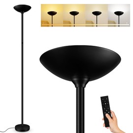 Bricosmocon Stepless Dimmable Floor Lamp,30W 3000LM Super Bright LED Torchiere Floor Lamps with Remote & Touch Control,71 in Tall Modern Standing Lamp for Living Room Bedroom Office,2700k-6500k,Black