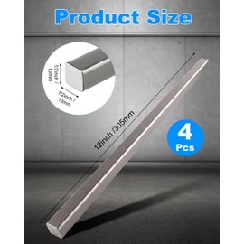 Rocaris 4 Pcs 1/2" x 1/2" x 12" Hot Rolled Steel Square Bar, Weldable A36 Key Stock Steel Rod for Various Mechanical Parts or DIY Project