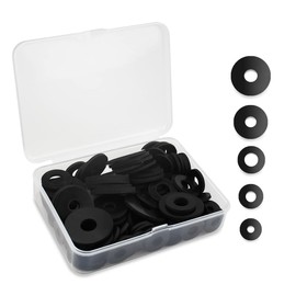 Yuntop 100 Pcs Black Flat Rubber Washers Assortment Kit, 5 Sizes (16/18/20/25/30mm), Heavy Duty, Vibration Damping Pads for Shower Head, Garden Faucet, Plumbing, Repair
